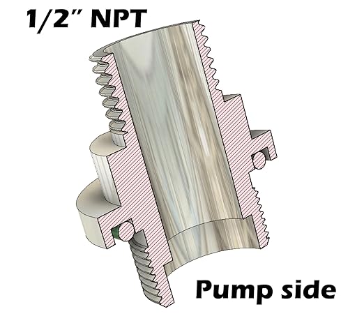 Welch pump adapter, 1"-20 to 1/2" MNPT for Welch Pump Models 1402 1405 1376, (P/N 1393X)