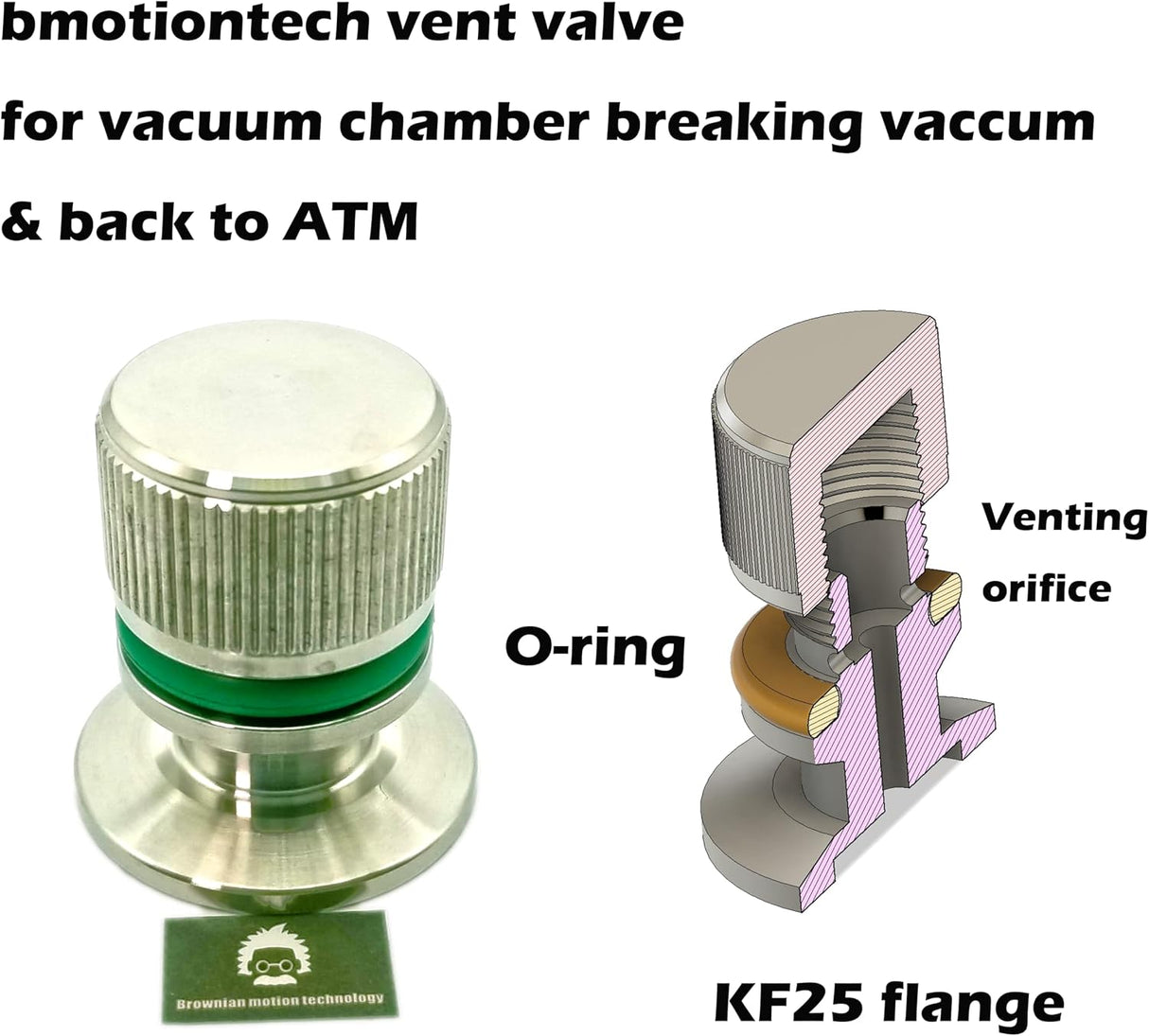 KF16 vacuum chamber venting valve or air admittance valve (Type B)