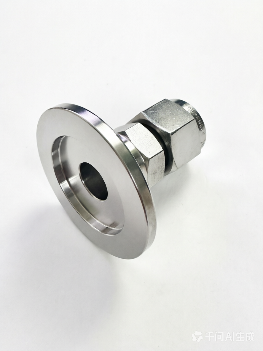 3/8" double ferrule compression fitting to KF25 flange adapter