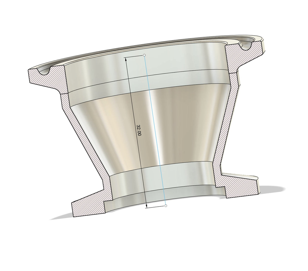 1.5" tri-clamp to KF25 flange, stainless steel 304 adapter