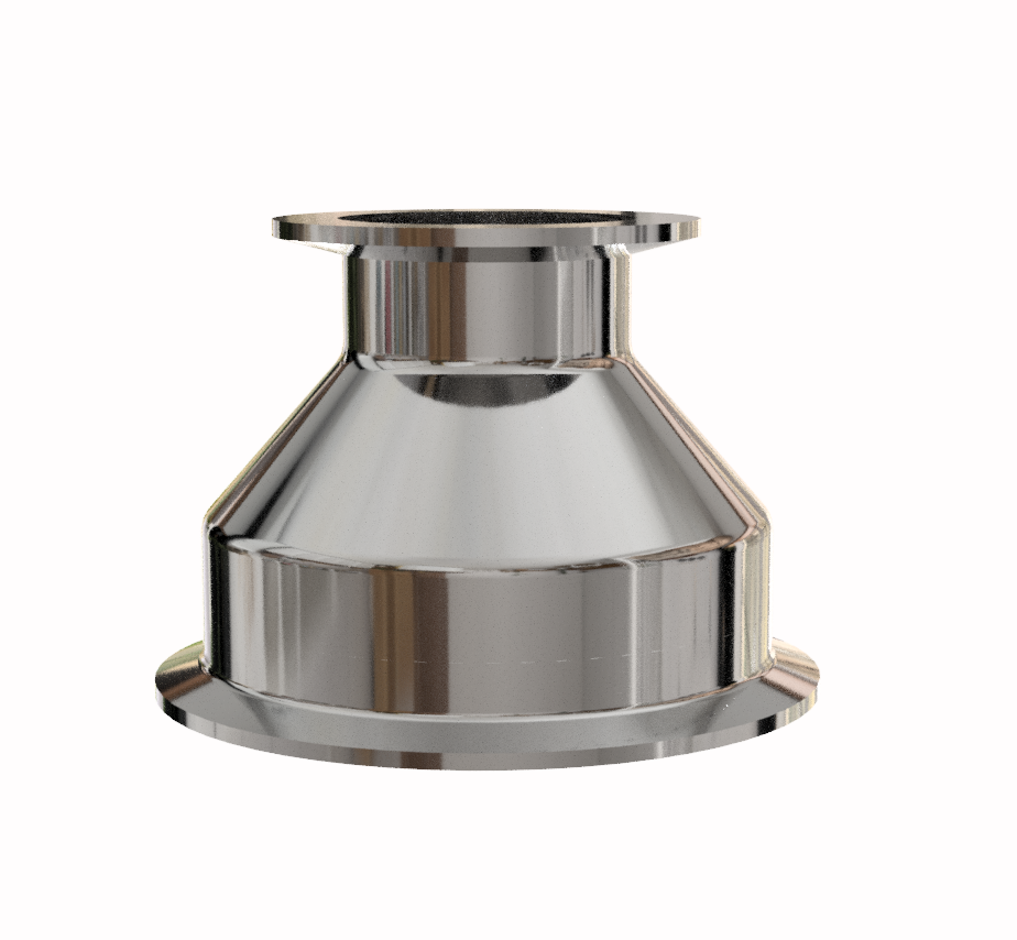 4" tri-clamp to KF50 flange, SS304 adapter