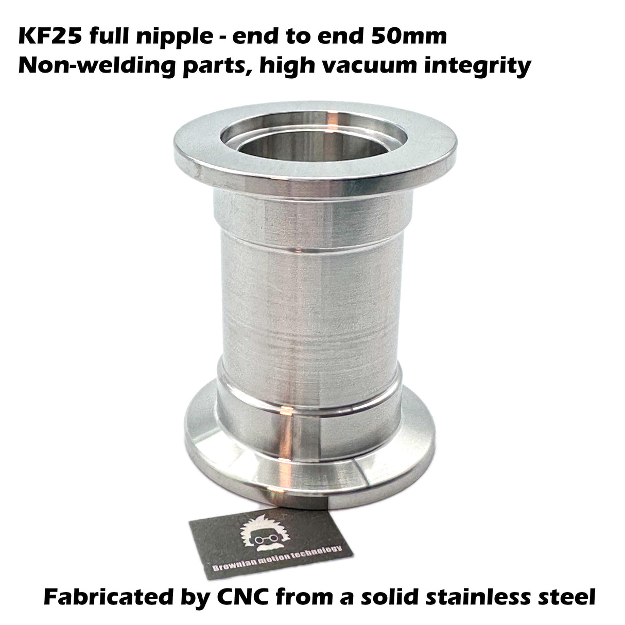 KF25 NW25 QF25 flange stainless steel full nipple length 5 cm or 1.98"