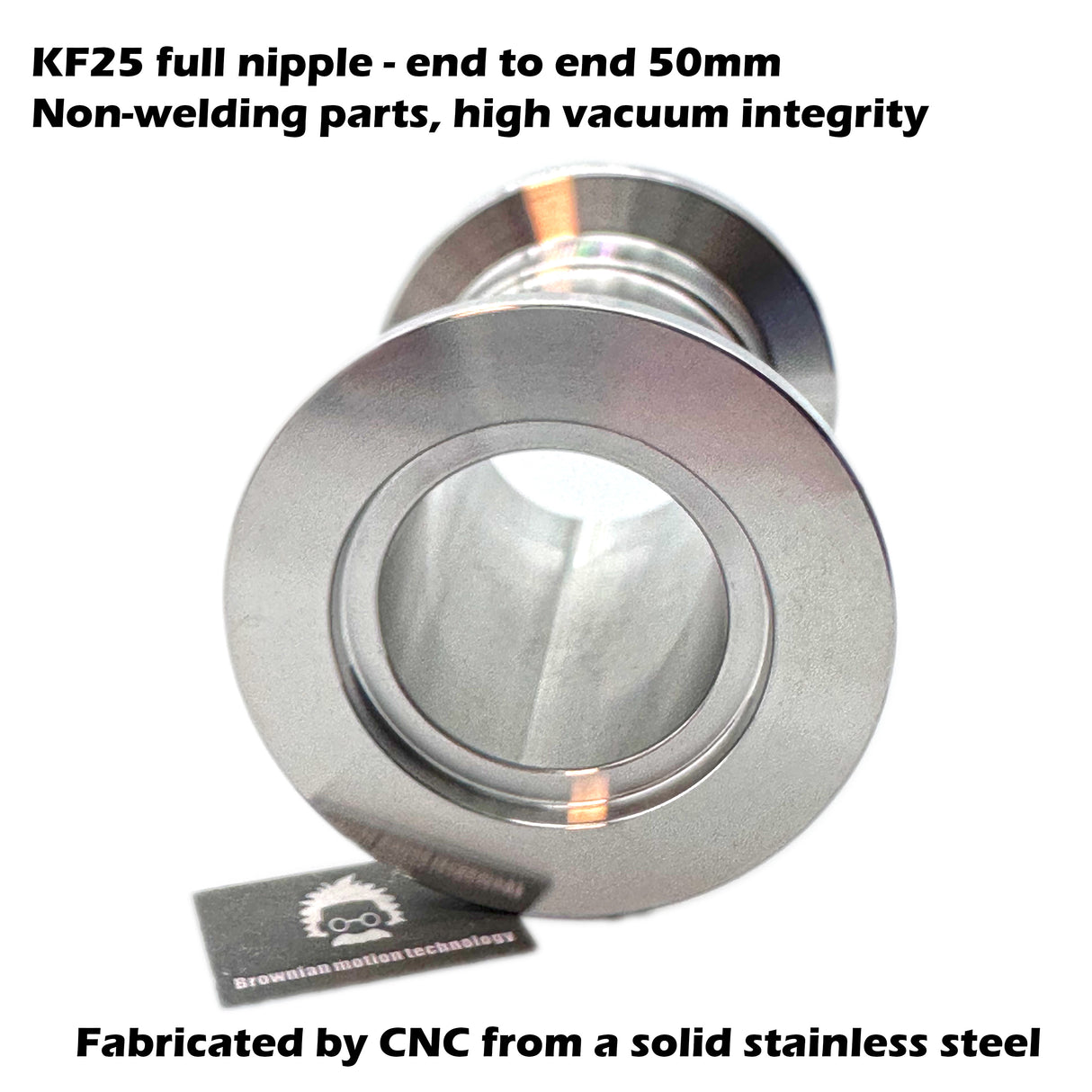 KF25 NW25 QF25 flange stainless steel full nipple length 5 cm or 1.98"