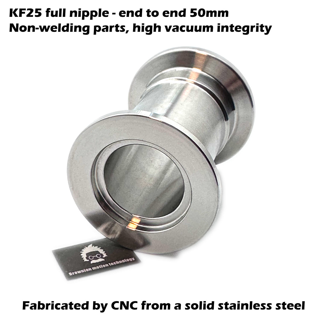 KF25 NW25 QF25 flange stainless steel full nipple length 5 cm or 1.98"