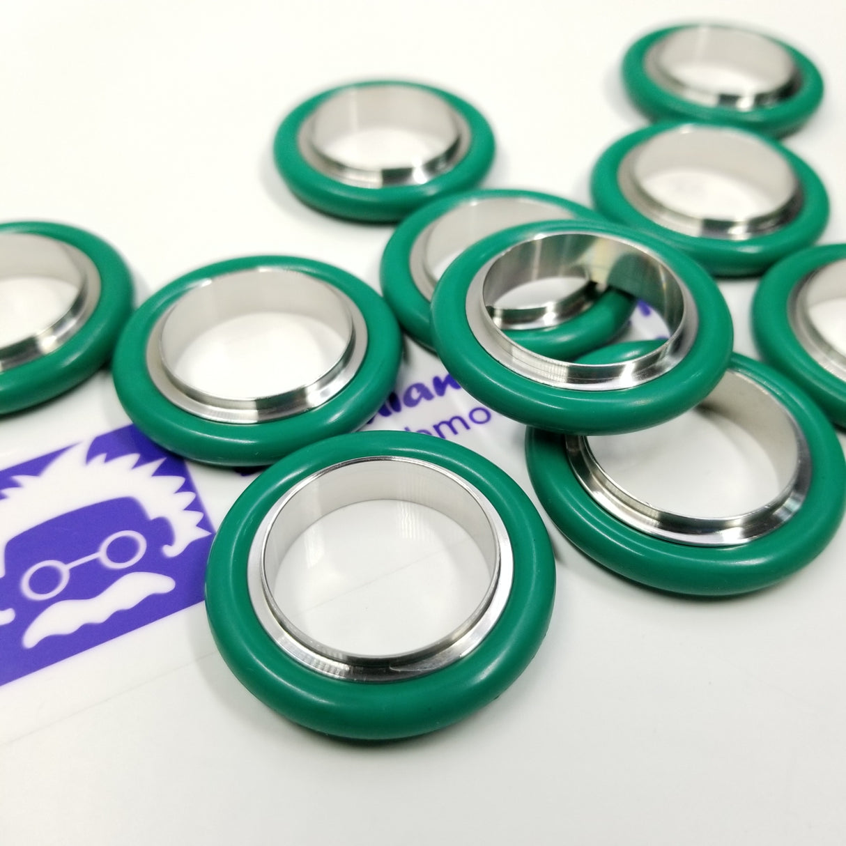 KF25 Stainless steel centering Ring +  FKM Viton O-ring Green color (10 pcs pack)