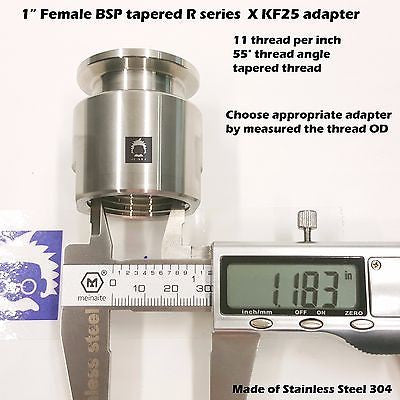 1" Female BSP R series X KF-25 flange stainless steel vacuum adapter