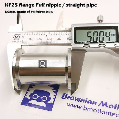 KF25 NW25 QF25 flange stainless steel full nipple length 15 cm or 5.9"