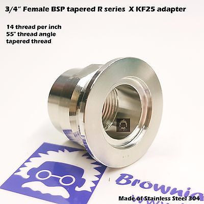3/4" Female BSP R series X KF-25 flange stainless steel vacuum adapter