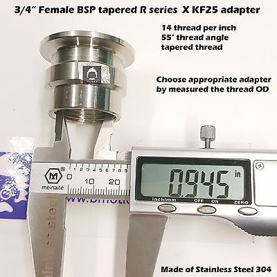 3/4" Female BSP R series X KF-25 flange stainless steel vacuum adapter