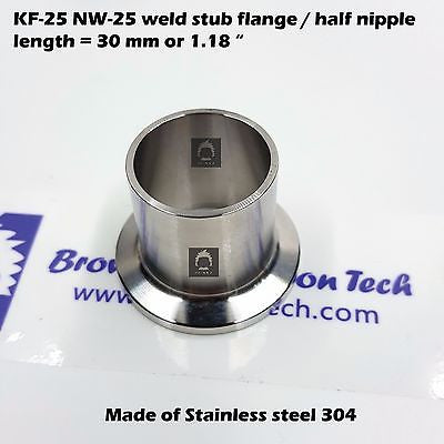 KF25 NW25 flange half nipple / weld stub flange length = 3 cm 1.18"
