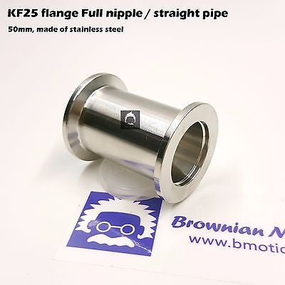 KF25 NW25 QF25 flange stainless steel full nipple length 15 cm or 5.9"
