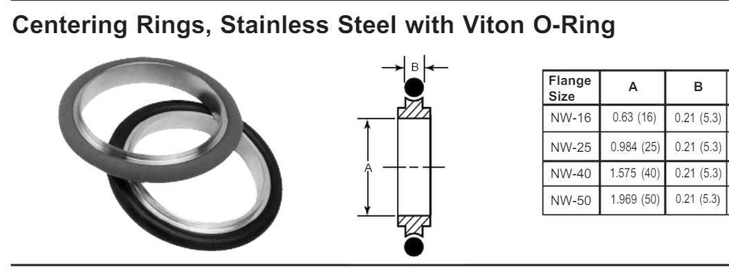Pack of 2pcs KF16 to KF10 adaptive stainless steel centering Ring w/ viton O-ring
