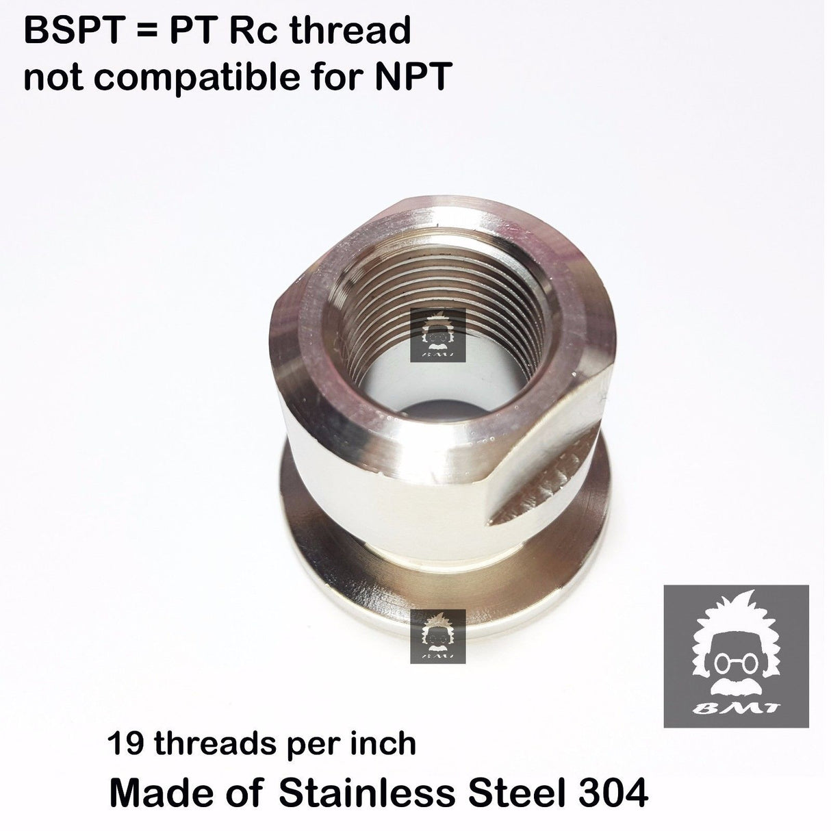 3/8" Female BSP R series x KF16 flange stainless steel vacuum adapter