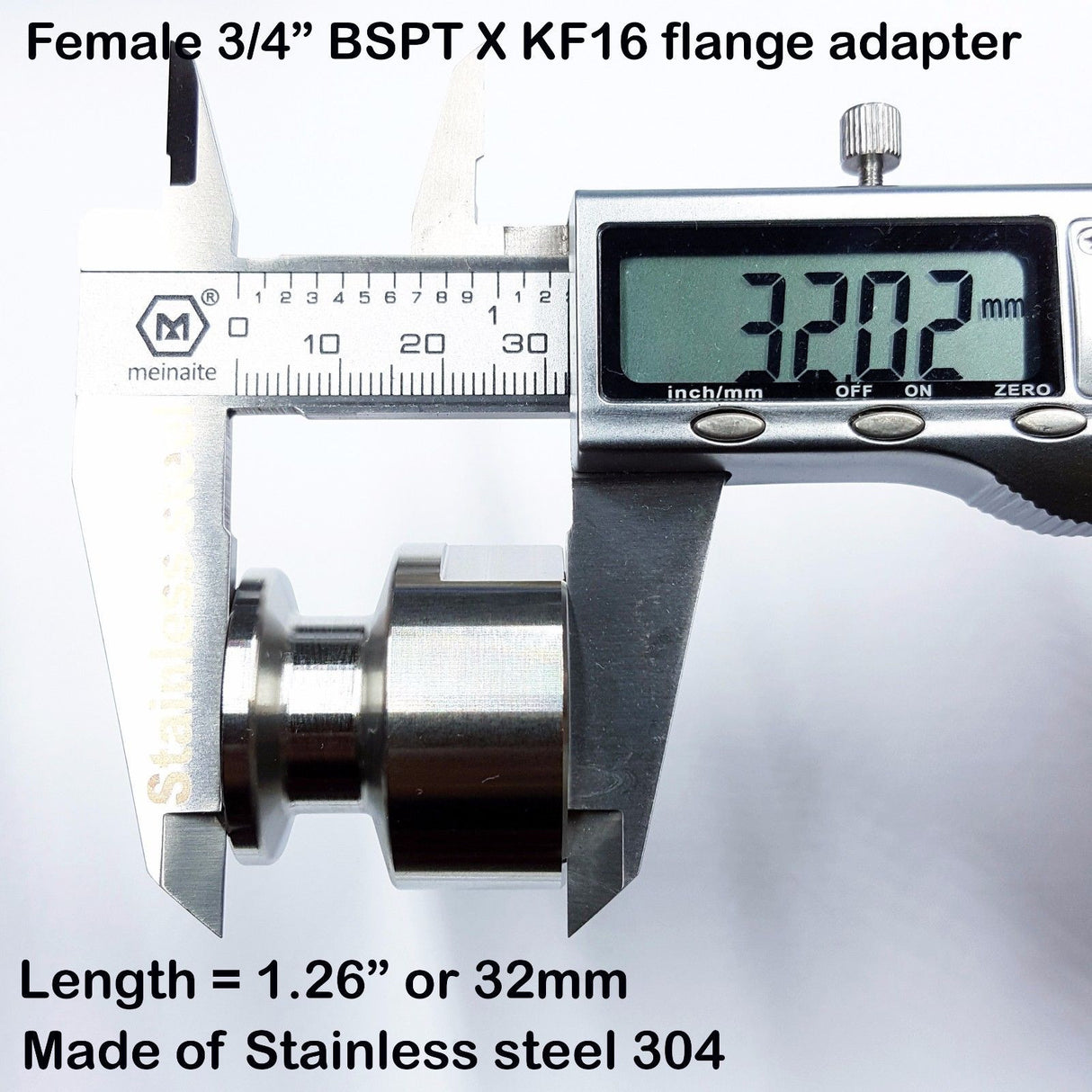3/4" Female BSP R series KF16 flange stainless steel vacuum adapter
