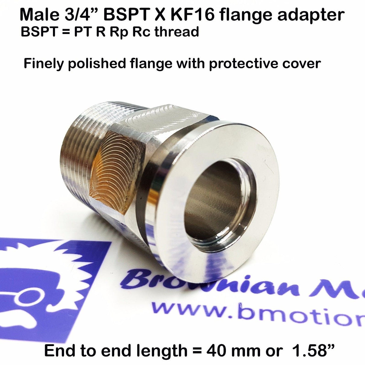 3/4" Male BSP tapered R series X KF16 flange stainless steel vacuum adapter