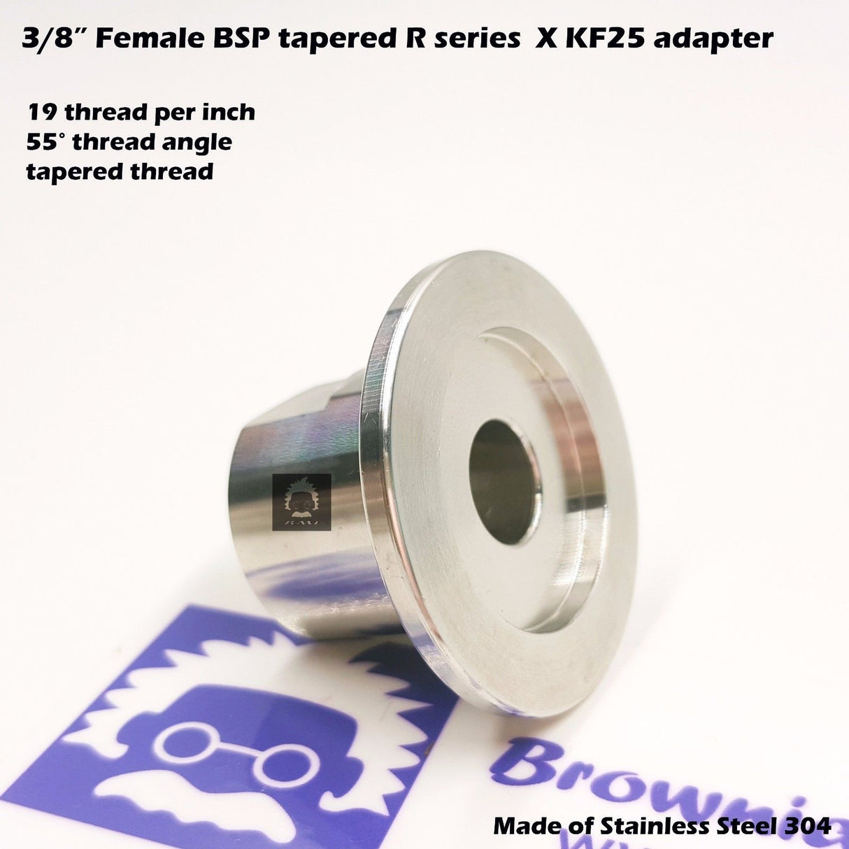 3/8" Female BSP R series X KF-25 flange stainless steel vacuum adapter