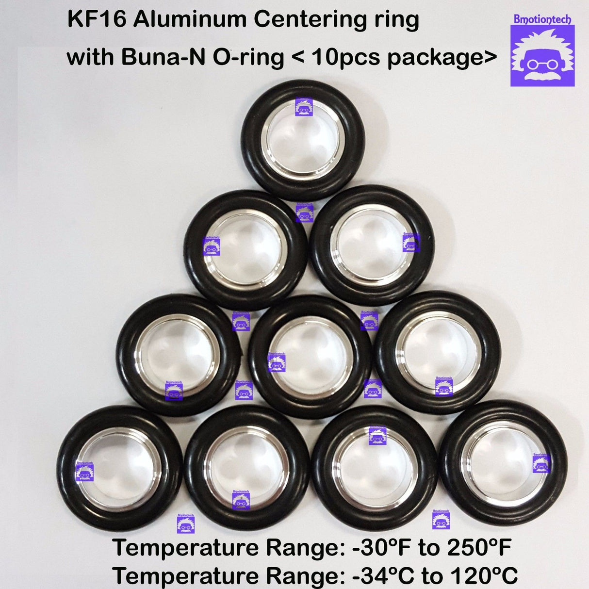 KF16 Aluminum Centering Ring + Buna-N O-ring (10 pcs pack)
