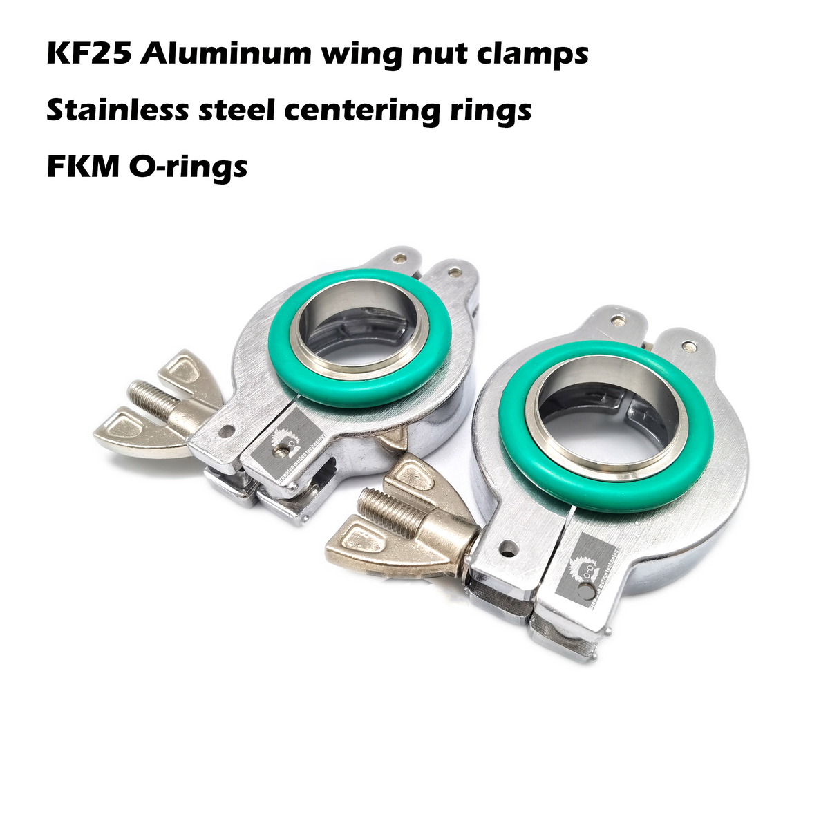 KF25 Aluminum clamp set, SS centering ring, FKM O-rings