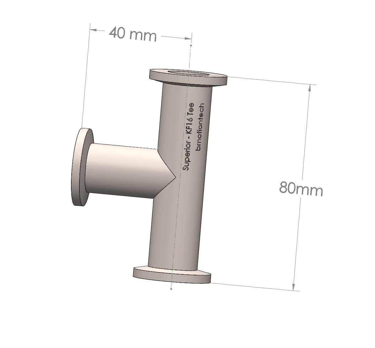 Tee, KF16 flange , SS304, Superior grade