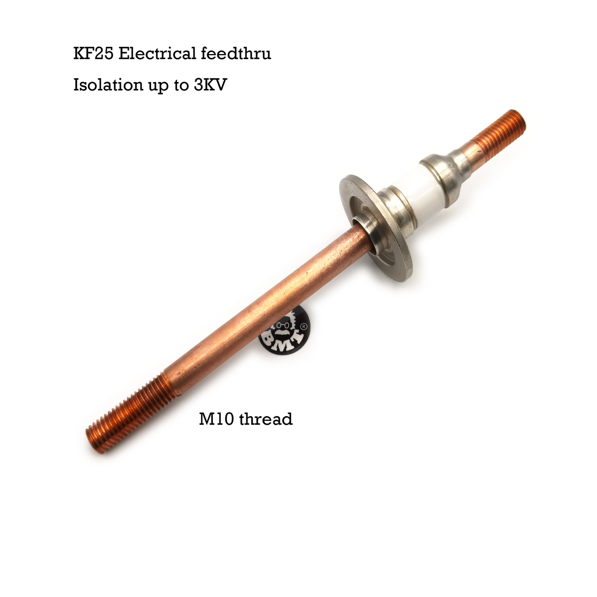 KF25 flange electrical high voltage vacuum feed-through 1 Pole M10 insulation 2KV