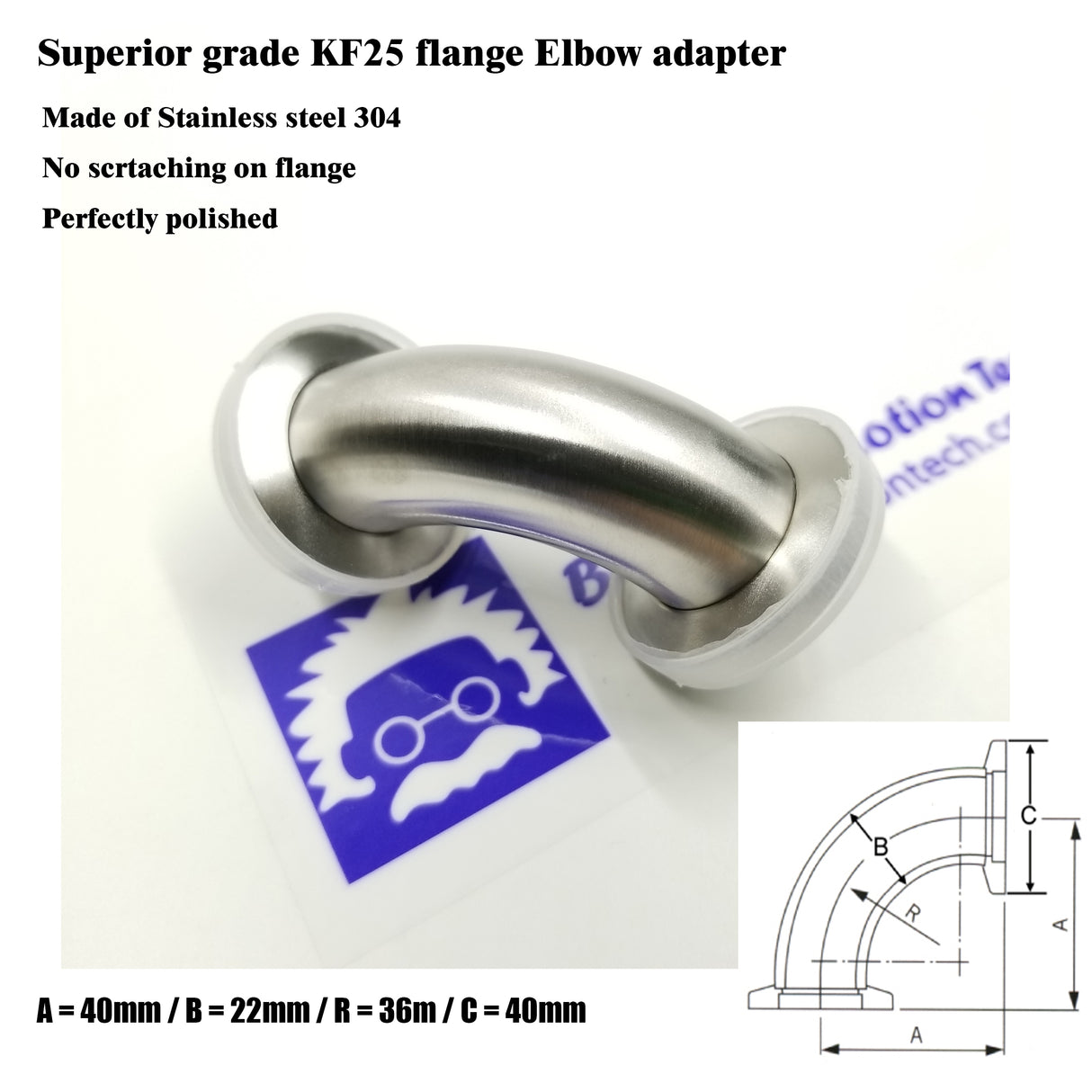 Elbow, KF25 flange, SS304, Superior grade