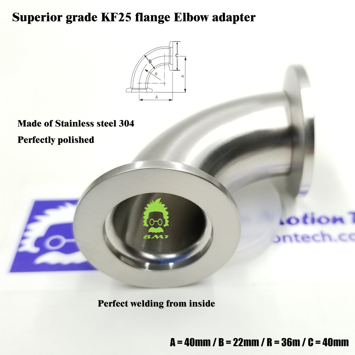 Elbow, KF25 flange, SS304, Superior grade