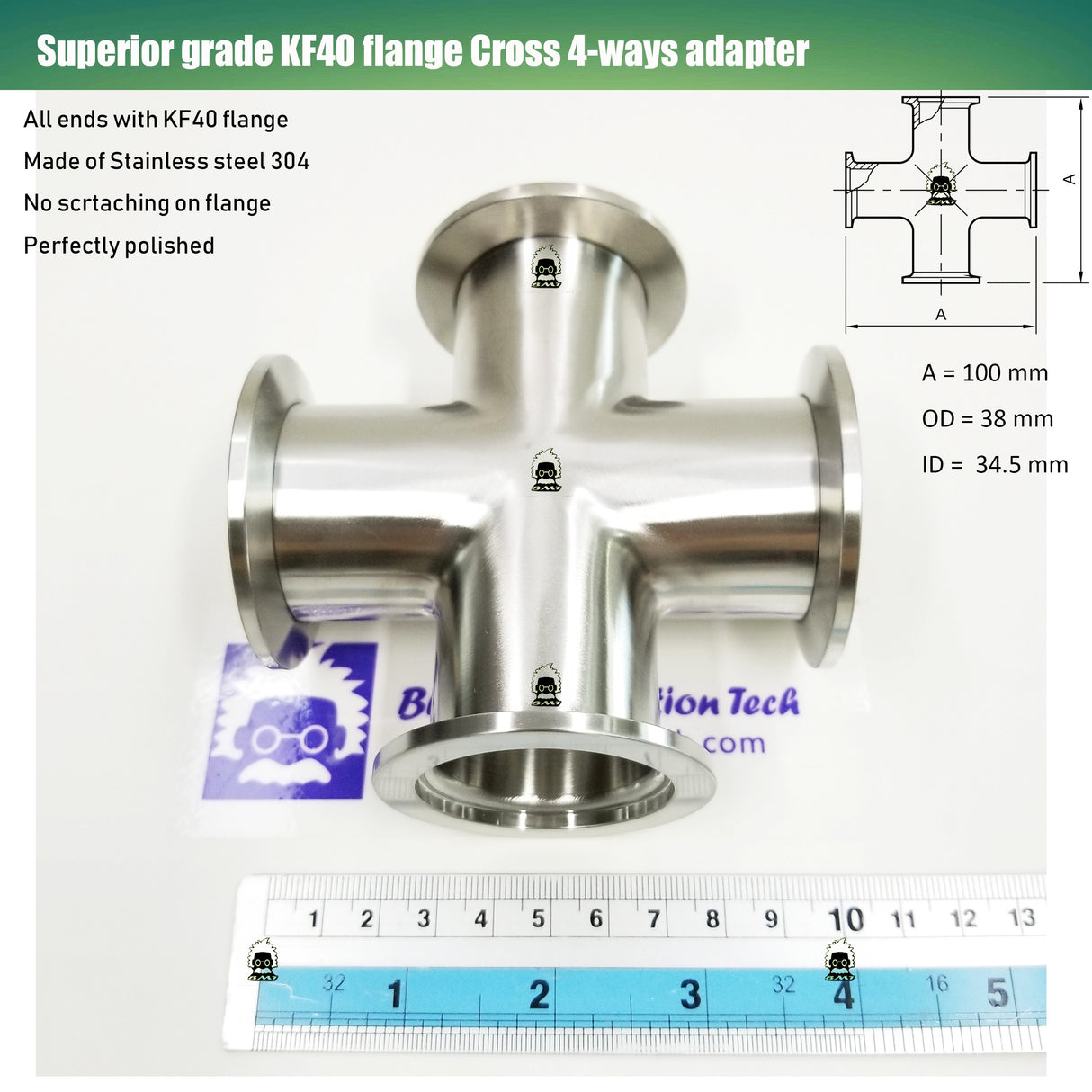 Cross, 4 x KF40 flange - Superior grade