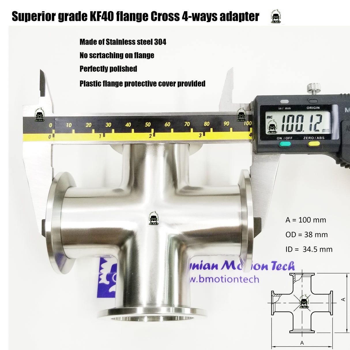 Cross, 4 x KF40 flange - Superior grade