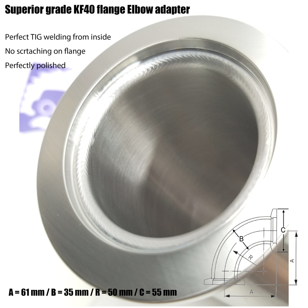 Elbow, KF40 flange, SS304, Superior grade