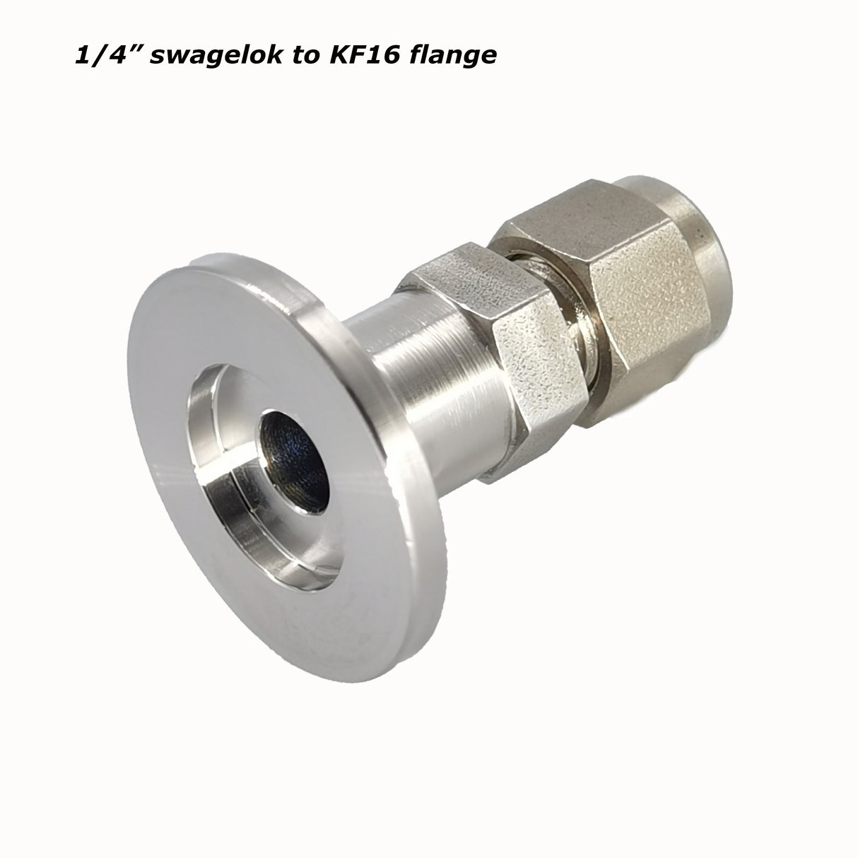 1/4" double ferrule compression fitting to KF16 flange adapter
