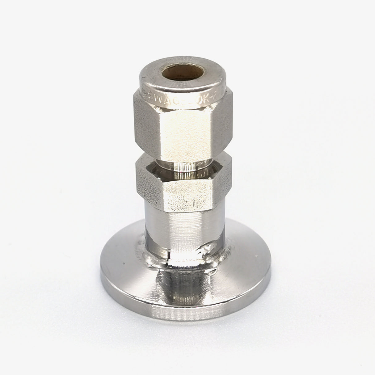 1/4" double ferrule compression fitting to KF16 flange adapter