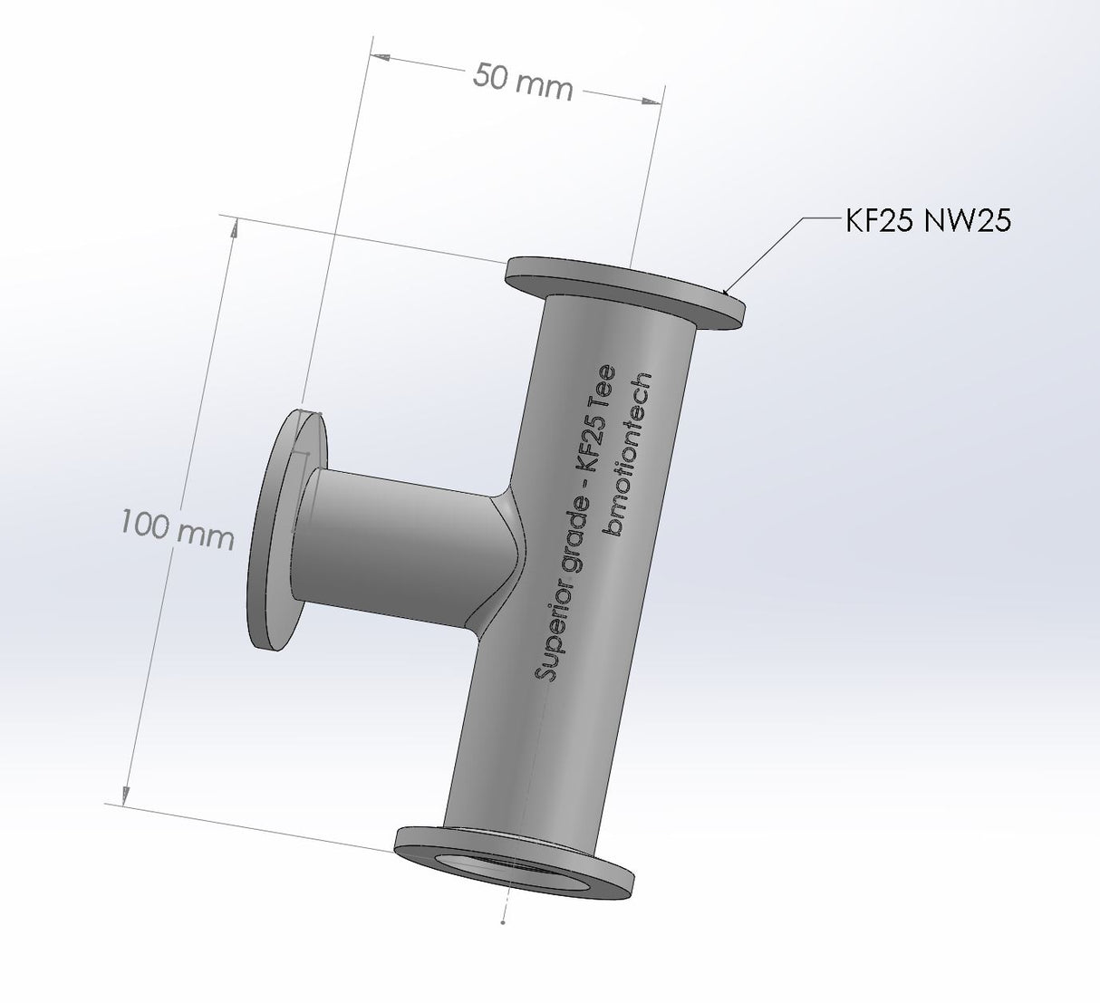 Tee, KF25 flange, SS304, Superior grade