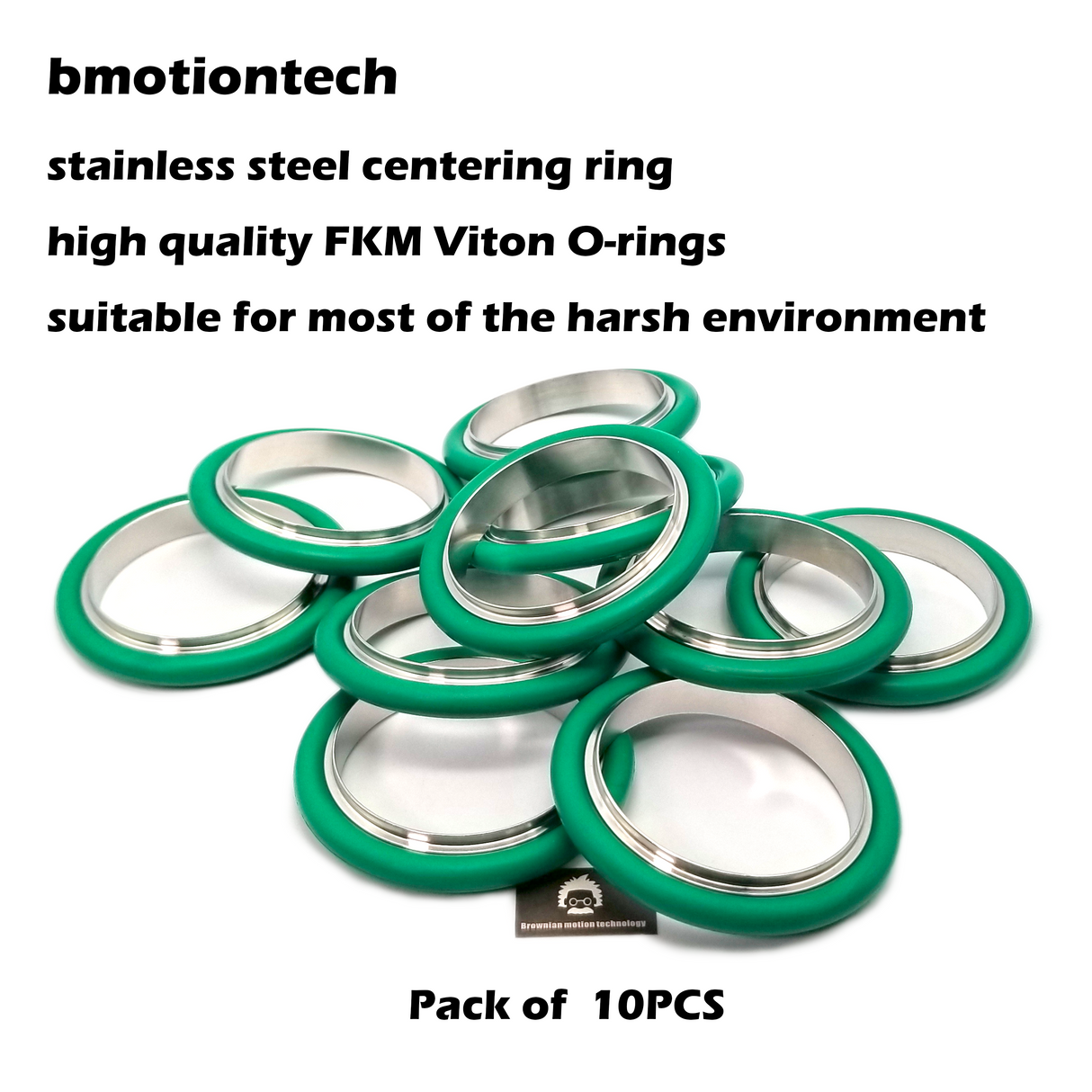 KF50 Stainless steel centering Ring + FKM Viton O-ring Green color (10 pcs pack)