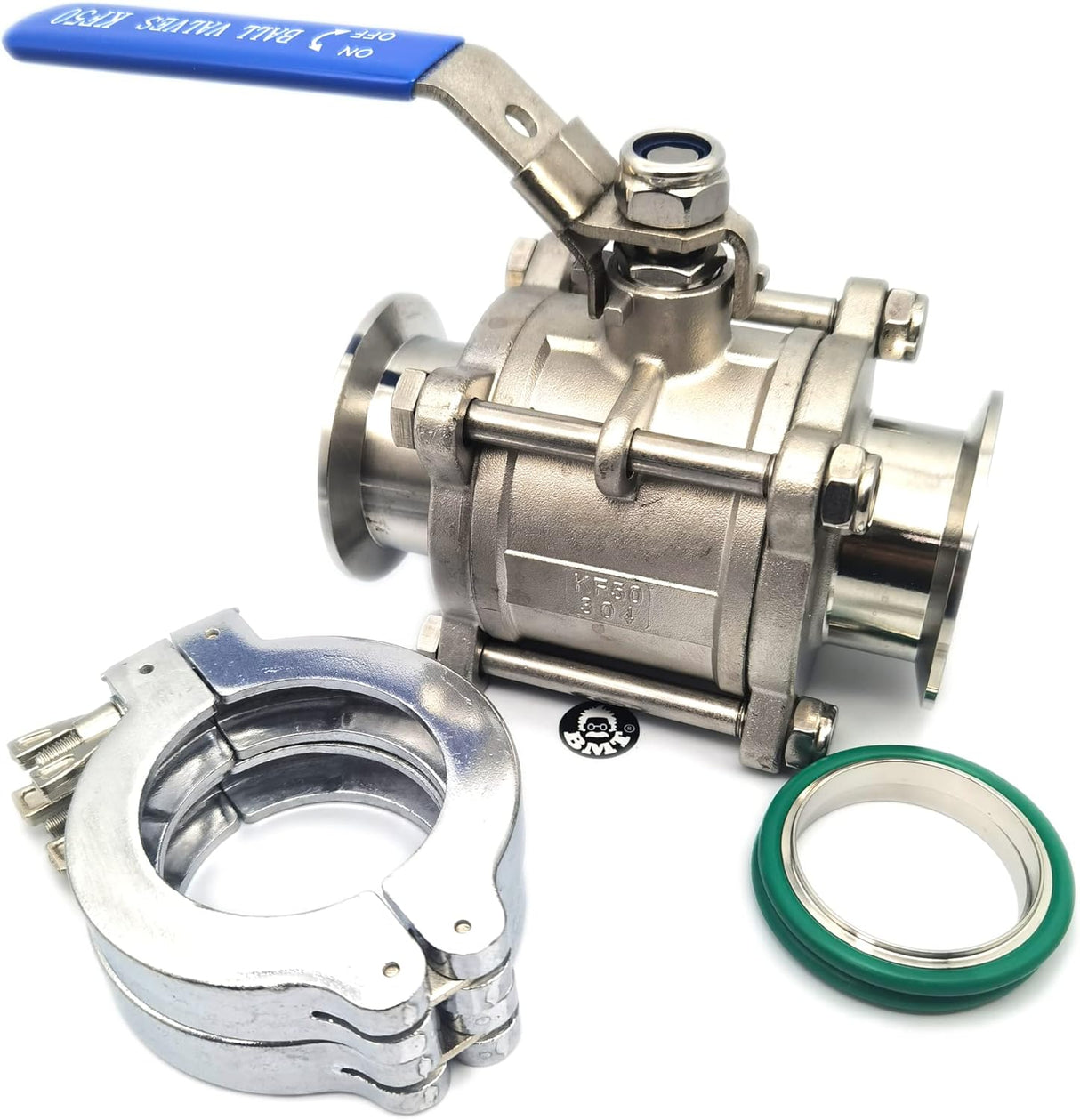 Ball Valve, KF50 flange, with wing nut clamps set