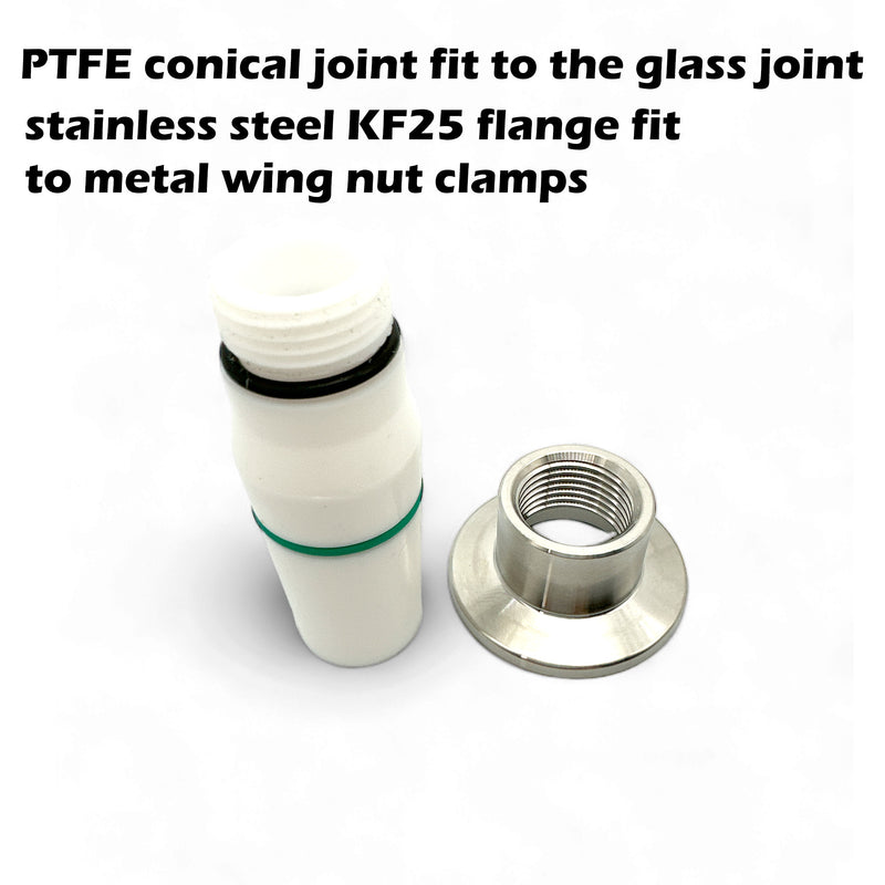 PTFE 24/40 chemical joint to  Stainless steel KF25 flange fittings