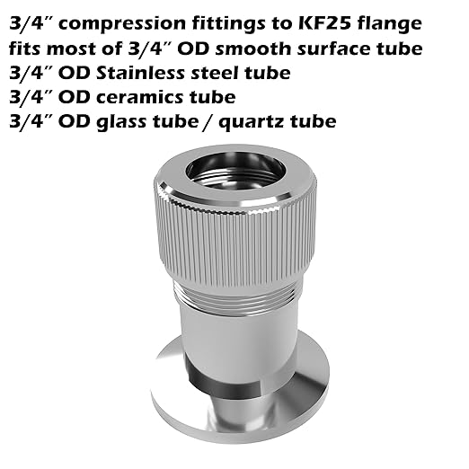 3/4" tube compression port by O-ring to KF25 flange adapter…