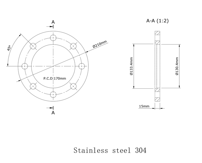 COLLAR FLANGE, DIN 2501 DN100 ND6 to ISO-K 100, with retaining ring