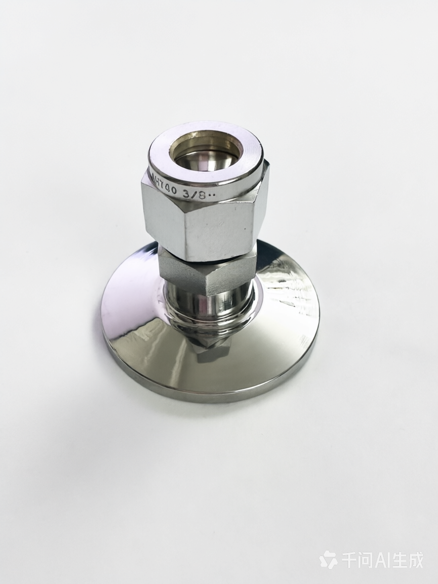3/8" double ferrule compression fitting to KF25 flange adapter