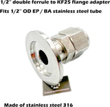 1/2" double ferrule compression fitting to KF25 flange adapter