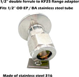 1/2" double ferrule compression fitting to KF25 flange adapter