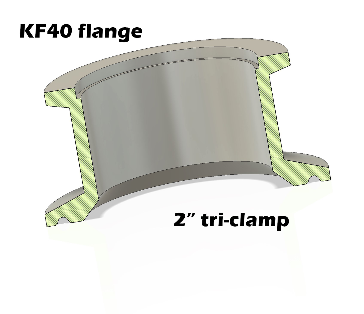 tri-clamp 2 inches to KF40 NW40 flange stainless steel 304 adapter (2"TC to KF40)