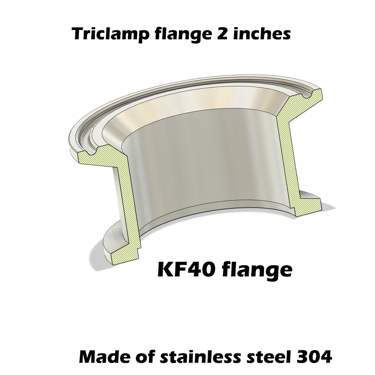 2" tri-clamp to KF40 flange stainless steel 304 adapter