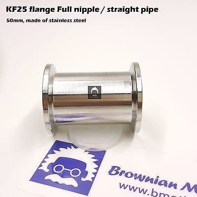 KF25 NW25 QF25 flange stainless steel full nipple length 15 cm or 5.9"