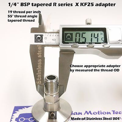 1/4" Male BSP tapered R series X KF25 Flange stainless steel vacuum adapter