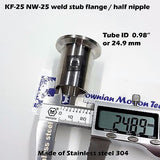 KF25 NW25 flange half nipple / weld stub flange length = 5 cm 1.98"