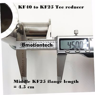 Tee Reducer, Both ends KF-40(NW40) to middle KF-25 (NW25), SS 304