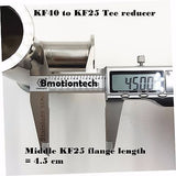 Tee Reducer, Both ends KF-40(NW40) to middle KF-25 (NW25), SS 304