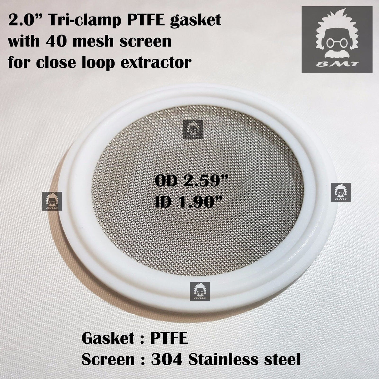 Sanitary 2" Tri-Clamp PTFE  Screen Gasket  w/ 40 mesh for close loop extractor