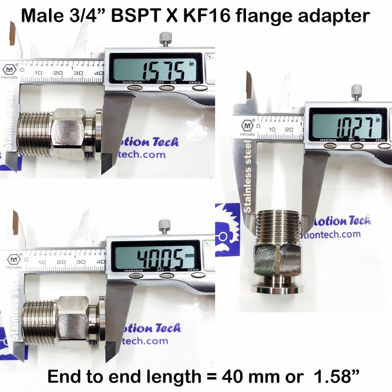 3/4"  Male BSP  tapered R series X KF16 flange stainless steel vacuum adapter