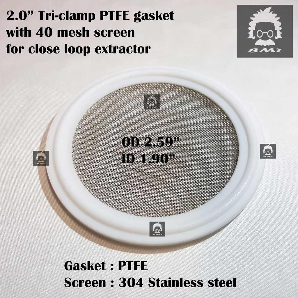 Sanitary 2" Tri-Clamp PTFE  Screen Gasket  w/ 40 mesh for close loop extractor